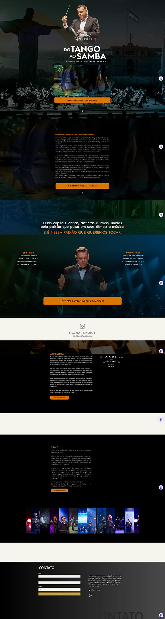 Landing page do projeto Do Tango ao Samba